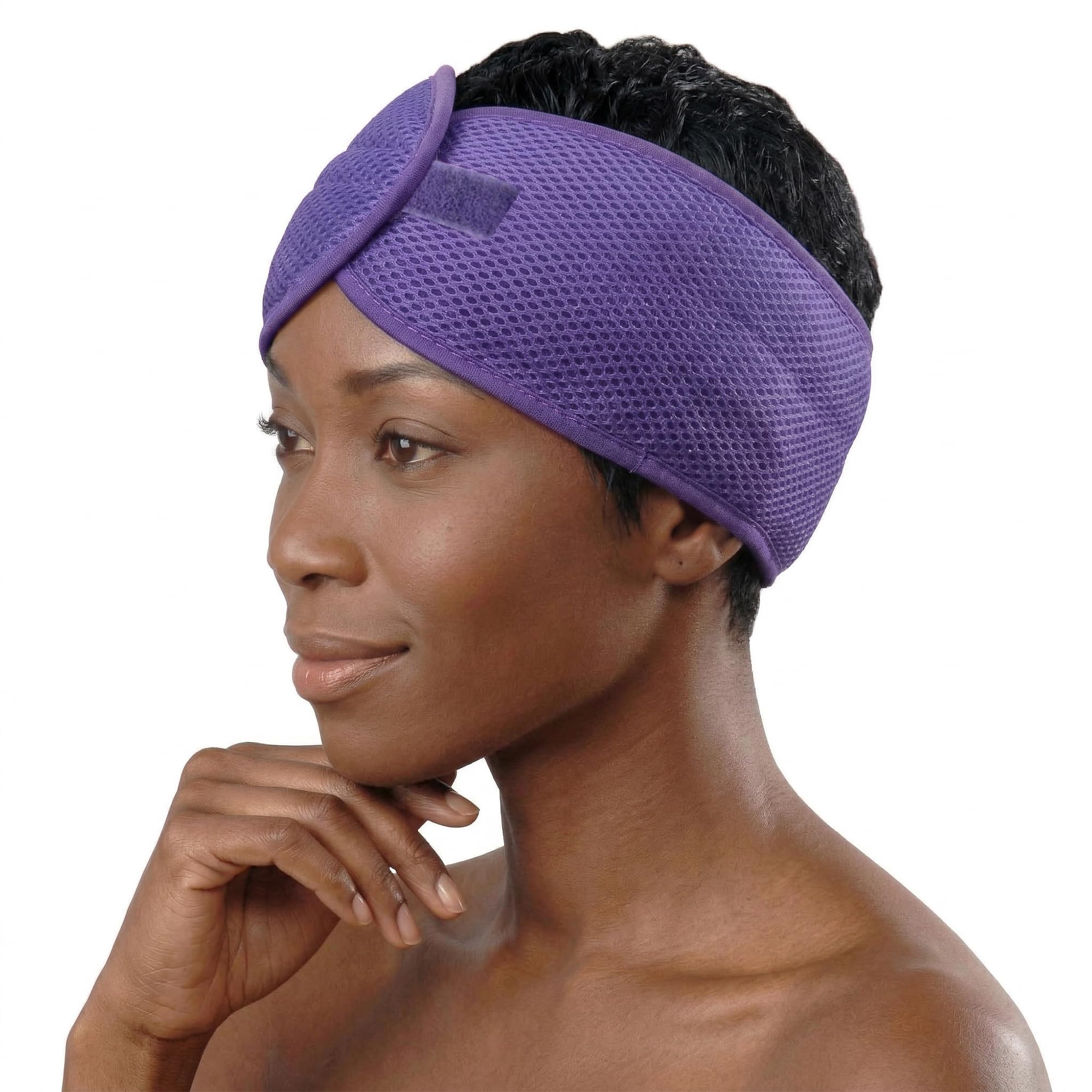 DONNA Envoltura de malla de espuma de lujo, 1 diadema de malla de velcro, envolturas de seda, envoltura de malla para el cabello de mujer, para lavado facial, accesorios para el cabello, diademas