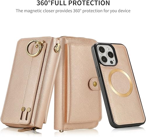 Miniatura 7 de LITOU Funda para iPhone 15 Pro Max compatible con iPhone 15 Pro Max para mujeres y hombres, funda de piel con cierre de pulseras, cartera de piel