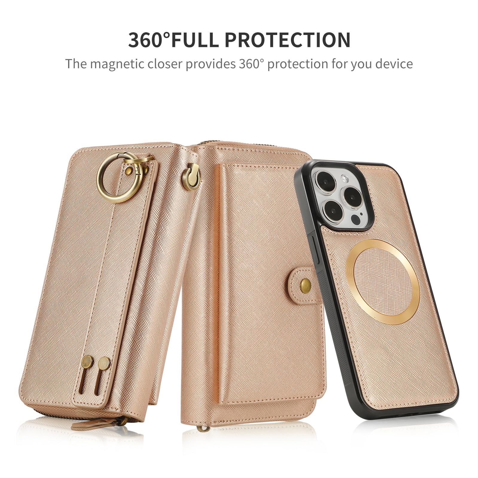 LITOU Brieftaschen-Hülle Für IPhone 16 Plus – Mit RFID-Schutz, Abnehmbarer Hülle & Armband