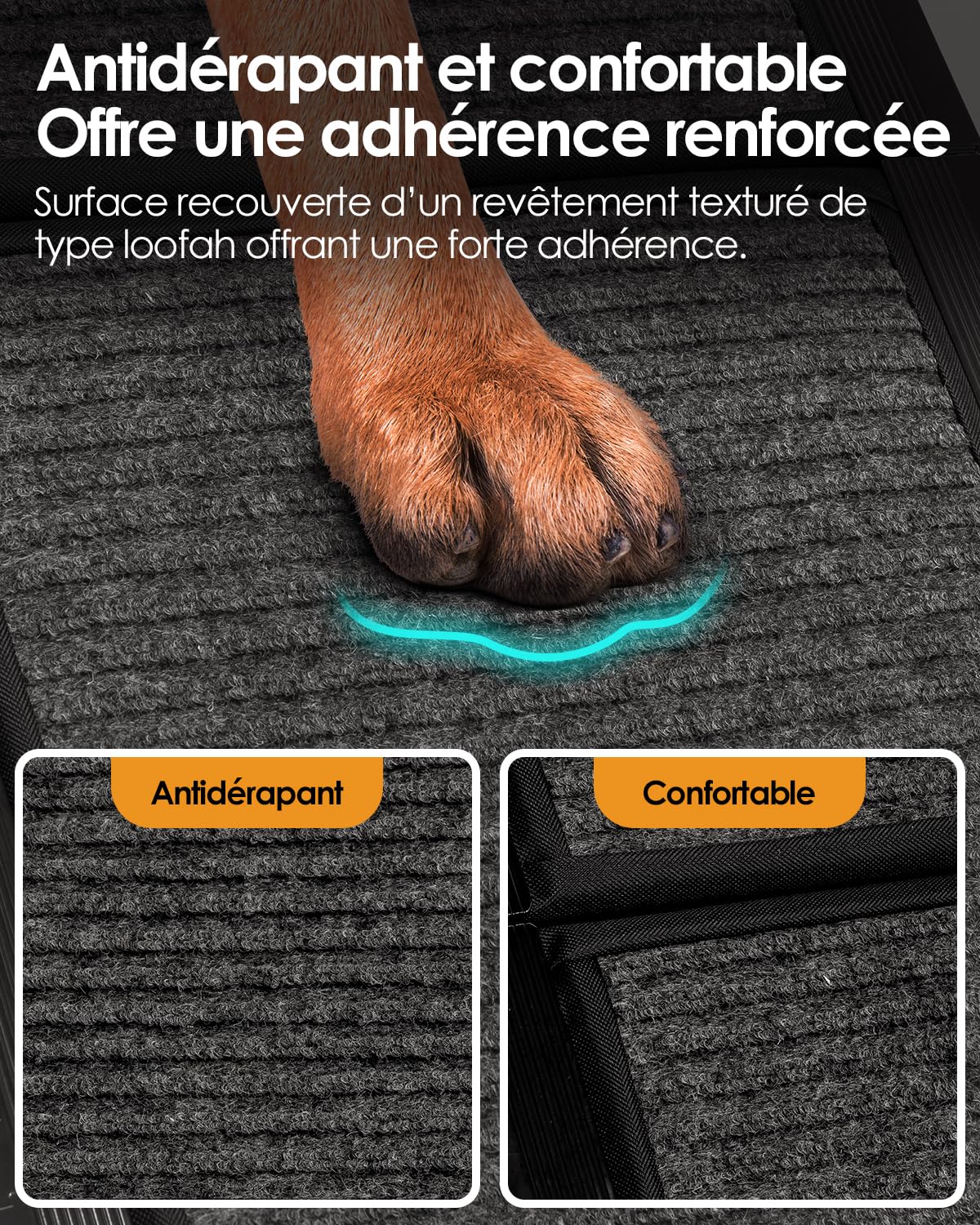Derimkcoa 160 cm Rampe de voiture pliable pour chien avec tapis antidérapant