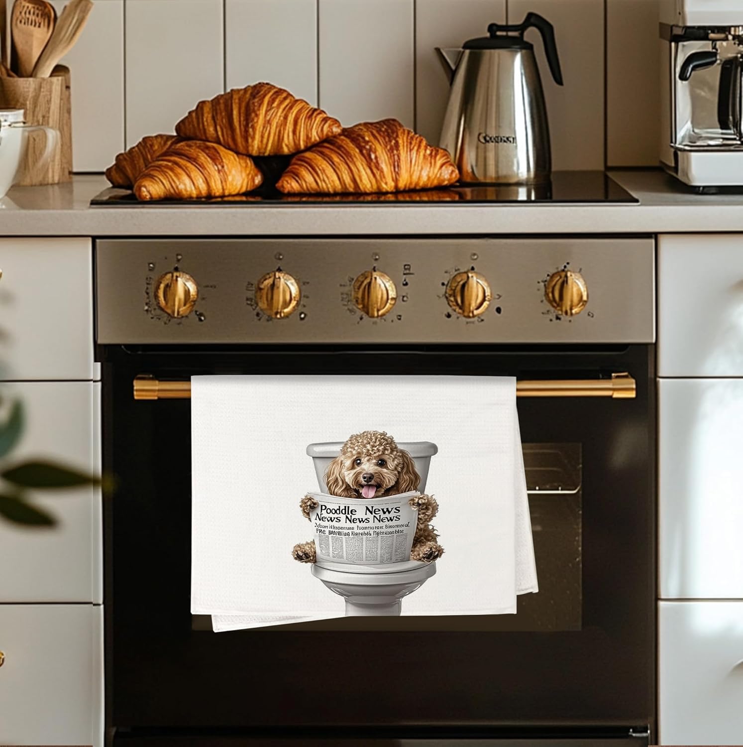 Funny Poodle Dog Hand Towels for Bathroom Washroom, Dog Bathroom Decor, Poodle Gifts for Women Dogs Lovers, Funny Puppy Dogs Bathrooms Hand Towels, 16x24 Inch - Image 3