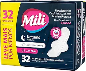 Mili Absorvente Noturno Suave c/abas – 32 unidades