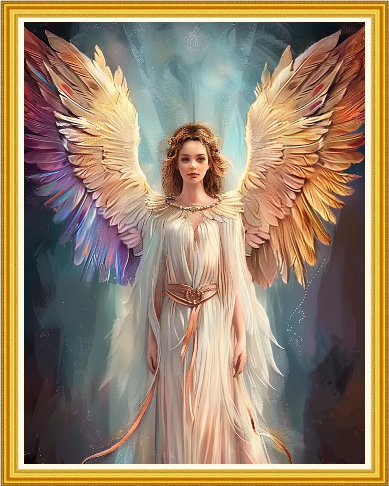 Magxvouy Cross Stitch Kits Stamped Full Range of Embroidery Kits,Cross Stitch Patterns Needlework Kits for Beginners 11CT Printed Kits&amp;Guardian Angel 16x20 inch