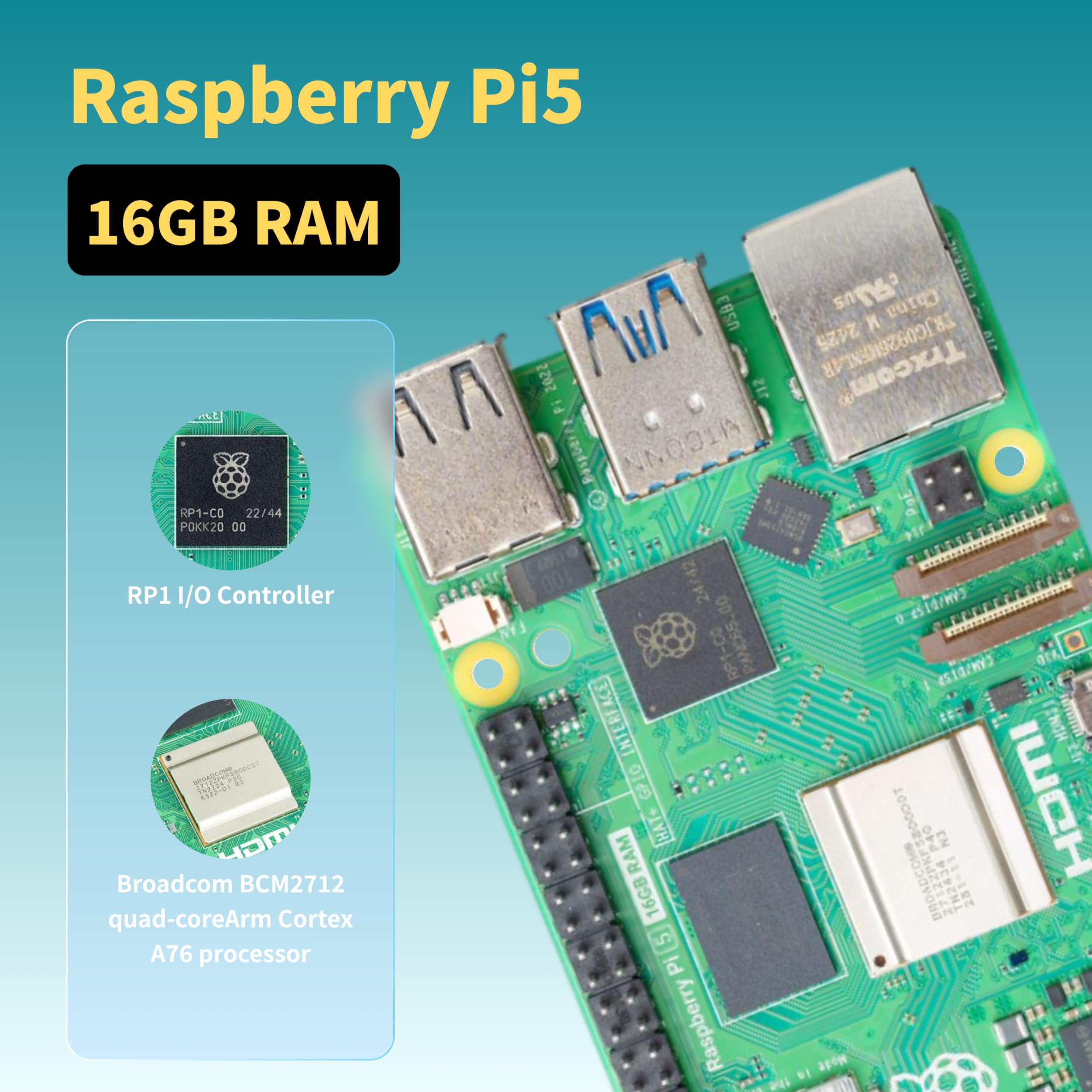 iRasptek Starter Kit for Raspberry Pi 5 16GB RAM-Pre-Loaded with 128GB Edition Raspberry Pi OS (Aluminum Case)