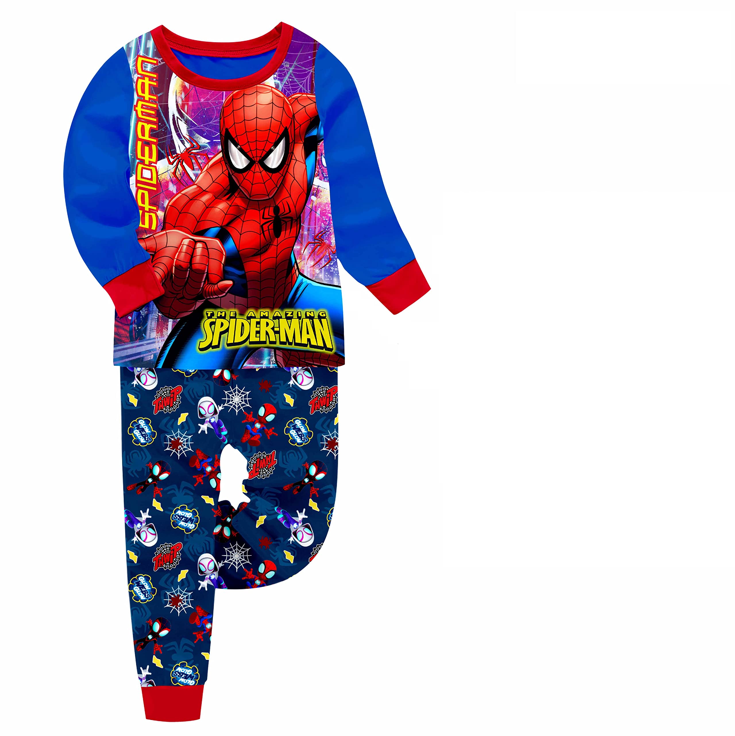 KEASHOPPEBoys T-Shirt and Pyjamas Set Kids Cartoon Print Pajamas Toddler Digger Cotton Long Sleeve Shirt Full Digital Print Sleepwear Outfit Clothes