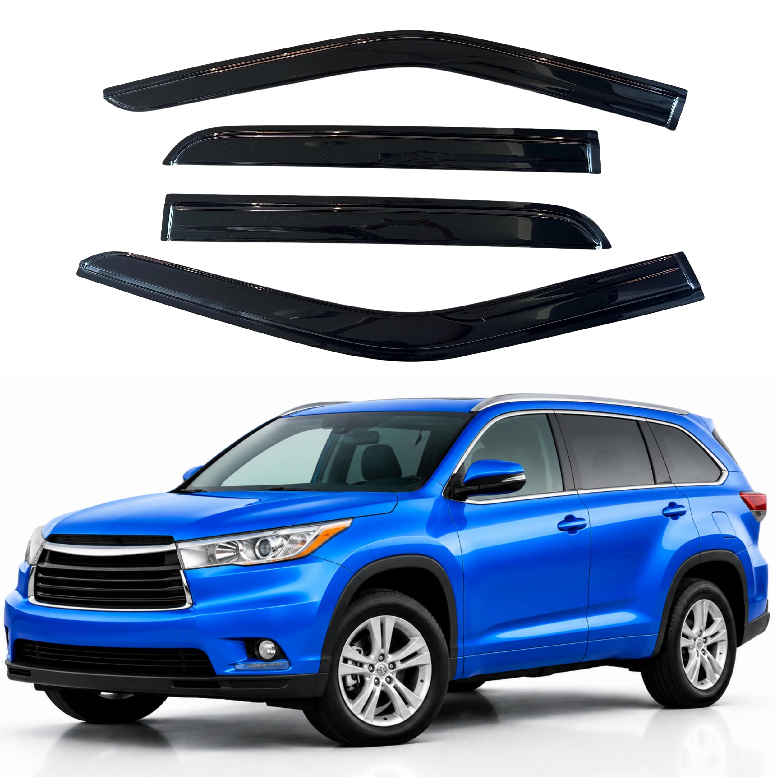 IG Window Visors Fit for 2014-2019 Toyota Highlander, Out-Channel Rain Guards Vent Wind Deflectors 4PC, Car Accessories for 14-19 Highlander