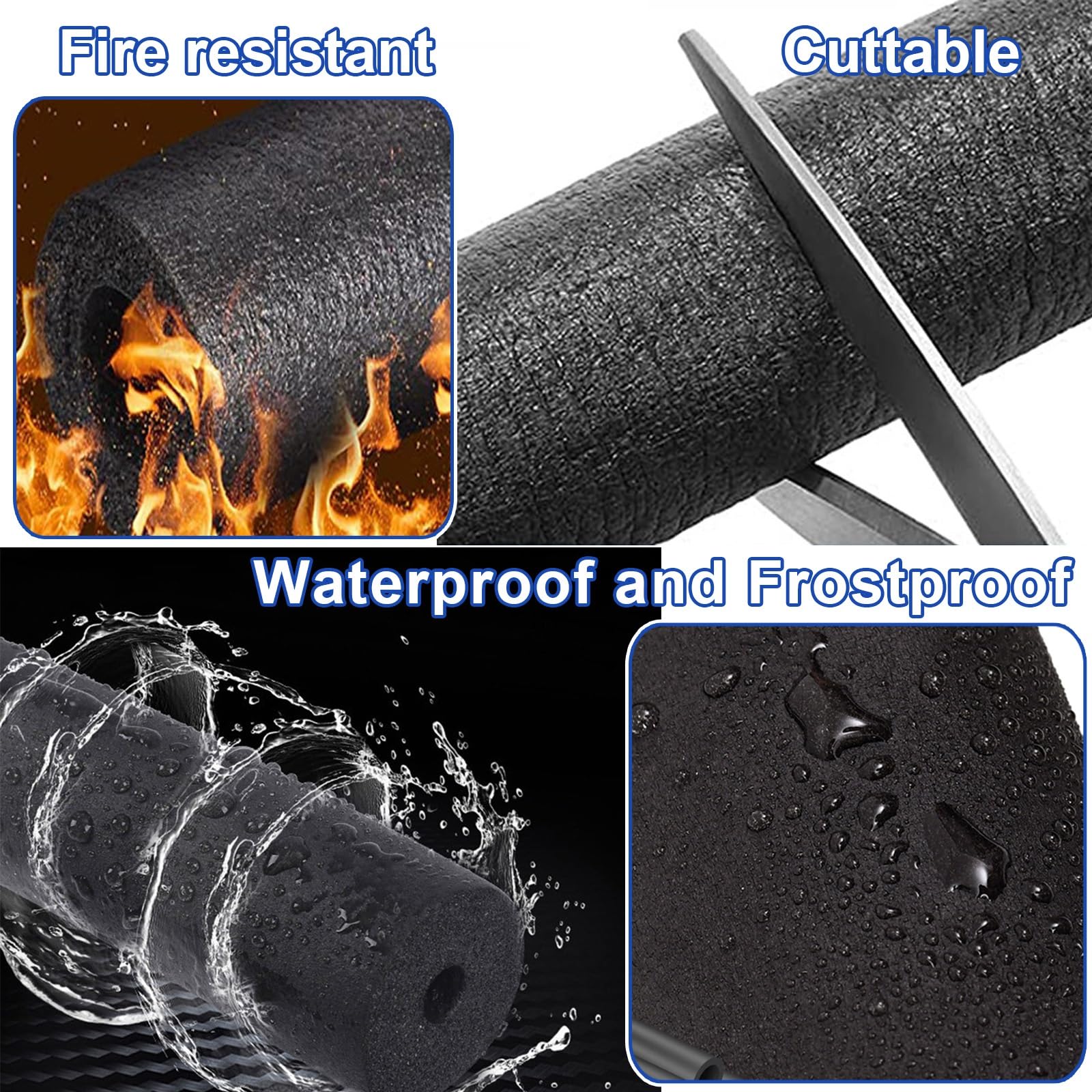 Tubo Isolante in Schiuma per Tubi 1.8m Isolamento Tubi In Schiuma Isolante per Tubature Dell'Acqua Nero Impermeabile e Altamente Elastico Utilizzato nei Condizionatori Canalizzati(110mm x 20mm x 1.8m)