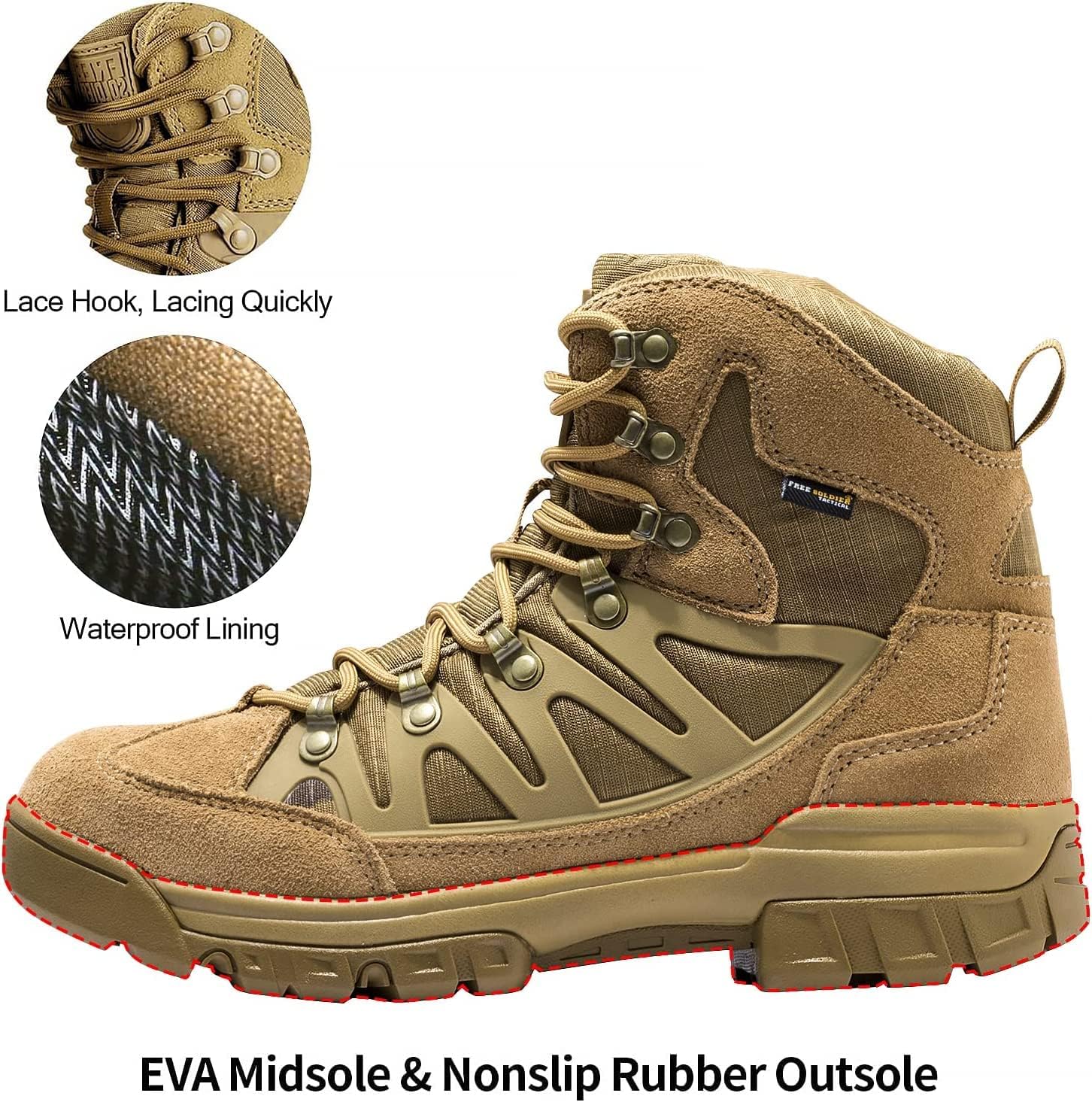 FREE SOLDIER Men's Waterproof Military Work Boots Tactical Hiking Boots Combat Boots : Everything Else