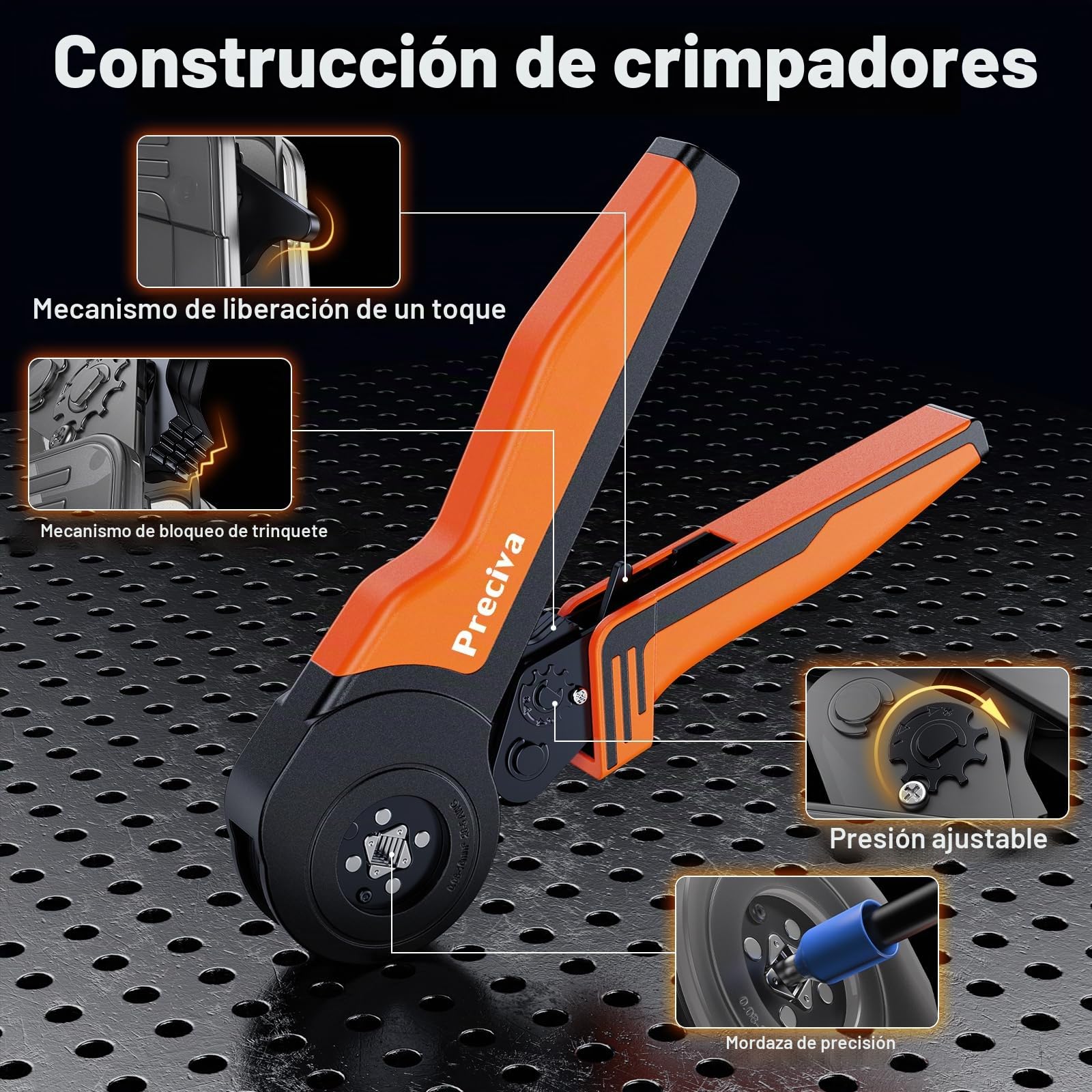 Kit de Crimpadora con 1400 Conectores, Alicates de Terminales AWG 28-5, Juego de Prensa de Cable Ajustable 0.08-16mm², Herramienta de Crimpado para Conectores de Cable