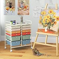 Vista 4 de Giantex 12 Drawer Rolling Storage Cart Tools Scrapbook Paper Office School Organizer (Macaron)