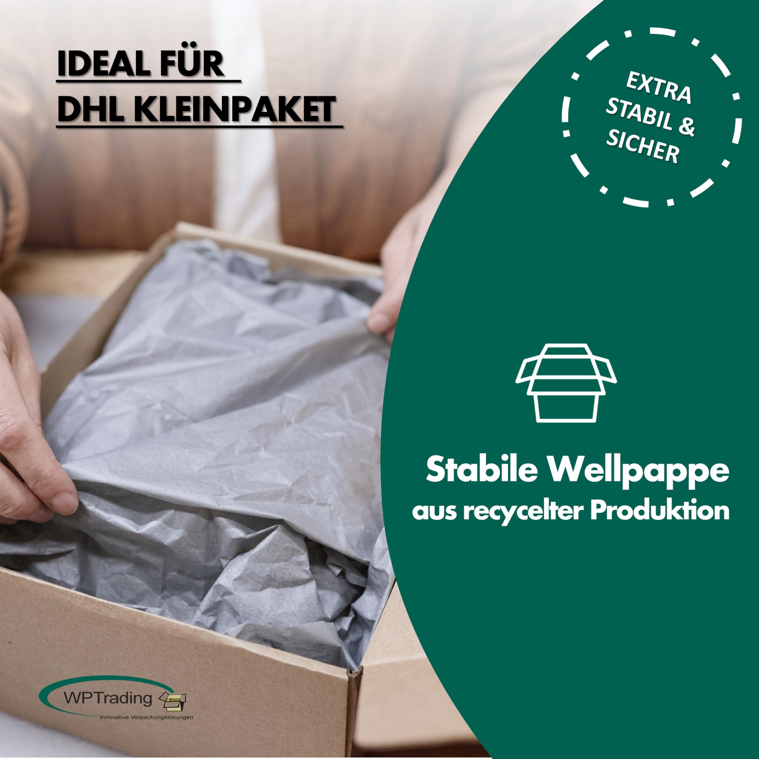 150 Stück DHL Kleinpaket Karton 1-wellig 350 x 250 x 80 mm Wellpappe - Versandkarton & Faltkarton für Warenversendung - Paket 3-fach-Steckverschluss - Versand-Verpackung (Warenpost) klein