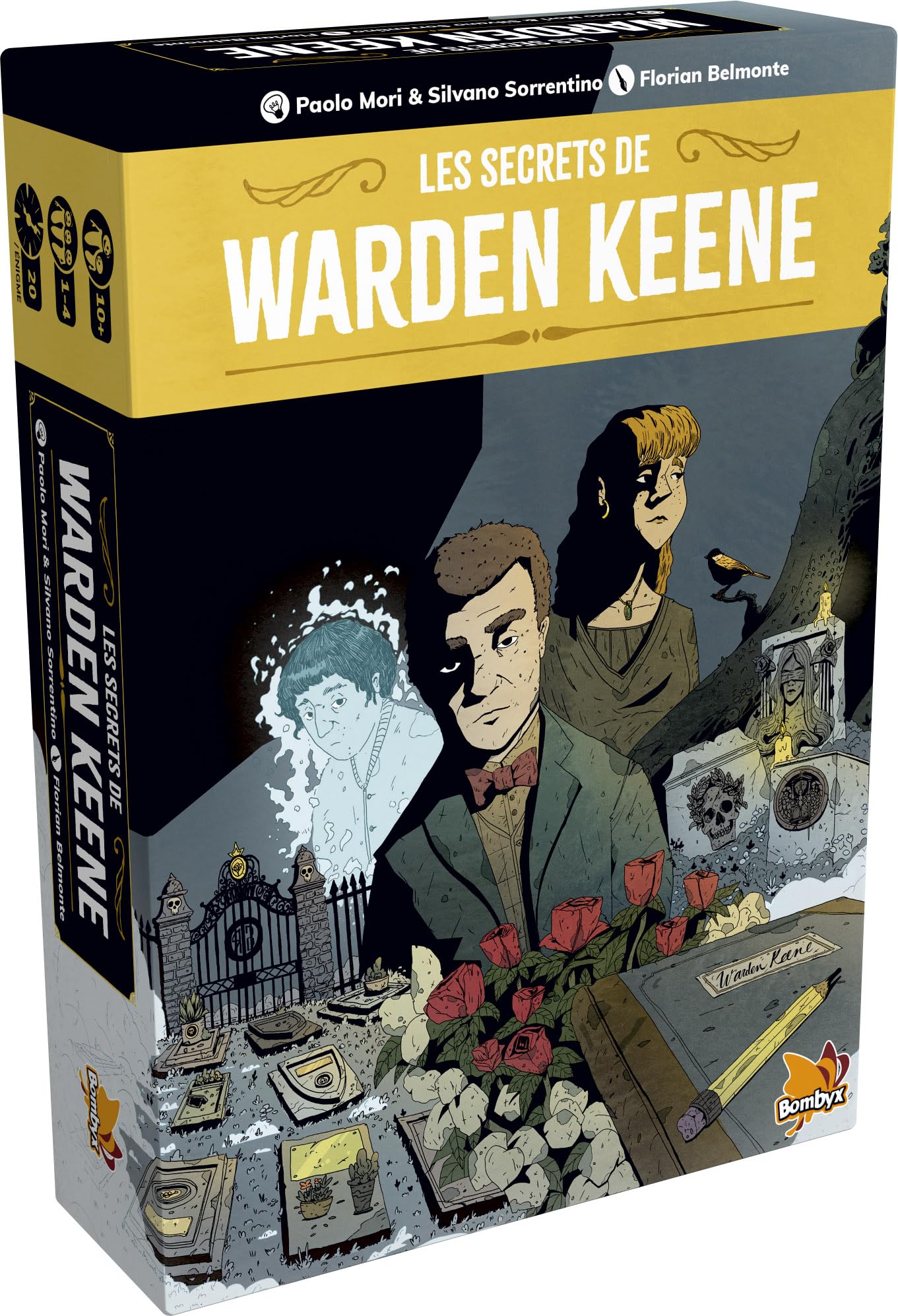 Asmodee, The Secrets of Warden Keene, Bombyx, Cooperative narrative investigation game, puzzles in a cemetery