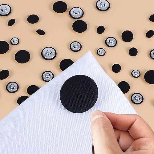 Miniatura 4 de Fabric Cloth Covered with Metal Shank Round Buttons for Jacket Coat Blouse Jeans Dress Suits Bridal Gowns Sewing Buttons,20PCS (20mm, Black)