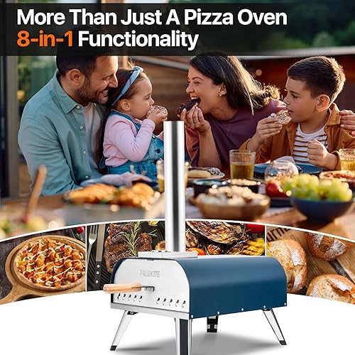 Miniatura 7 de Horno de pizza de 13 pulgadas para exteriores, portátil, de acero inoxidable, con piedra para pizza, para la familia, para cocinar al aire libre,