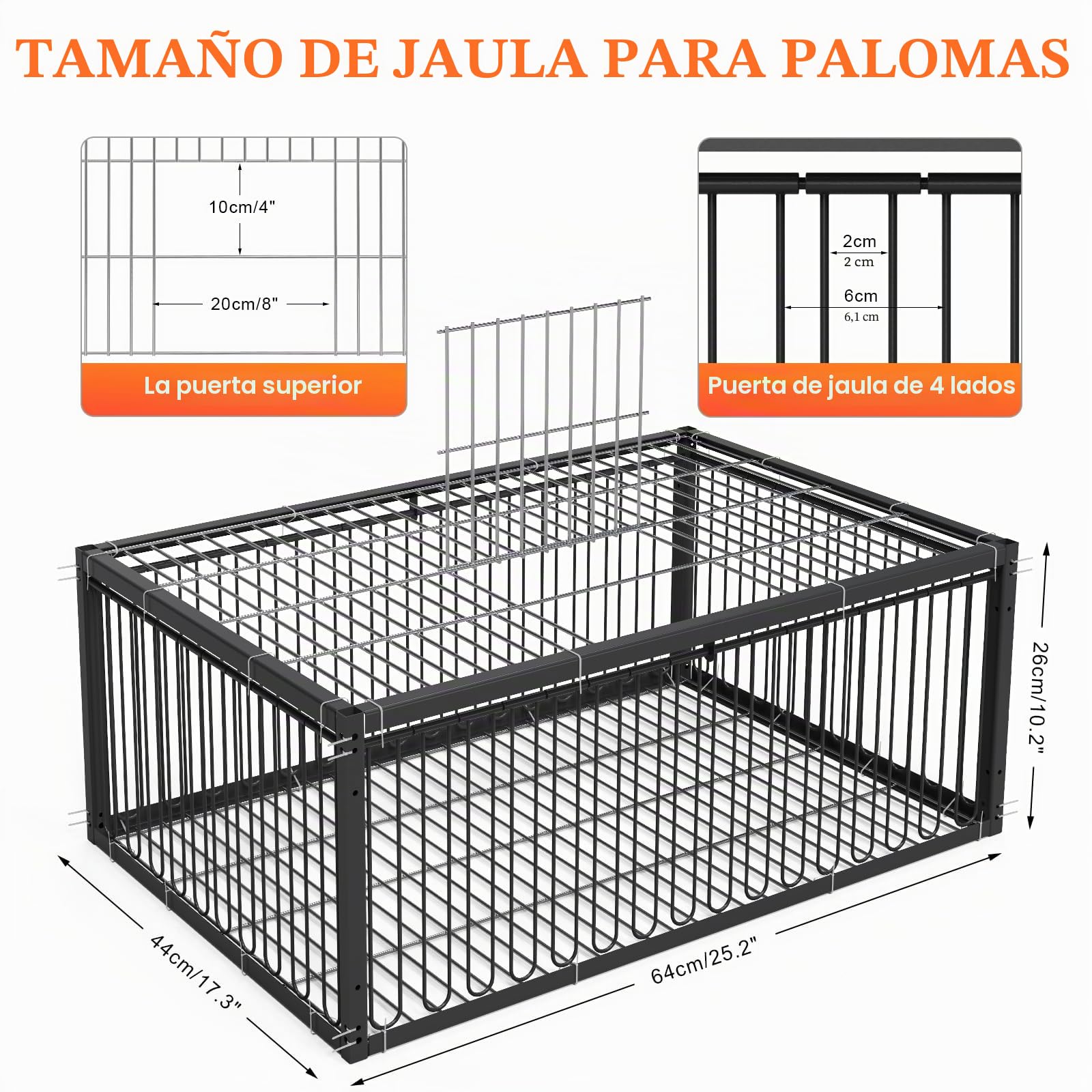 Jaula para palomas, 60 cm, para recoger codornices (negro)