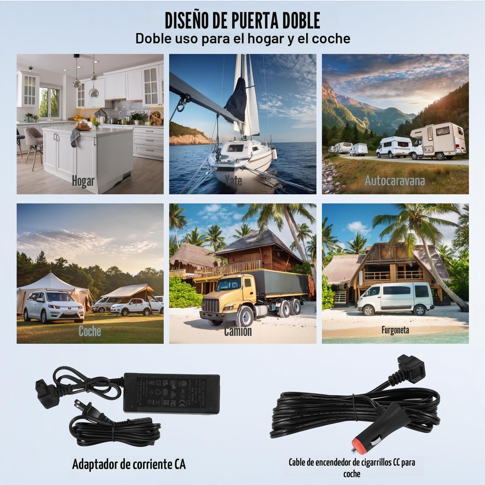 VEVOR Nevera de Compresión Portátil 25 L Mini Nevera para Coche 12/24V CC y 100-240V CA Caja Enfriadora de Doble Zona Temperatura Ajustable de -20°C a 20°C para Camión Barco Casa Camping