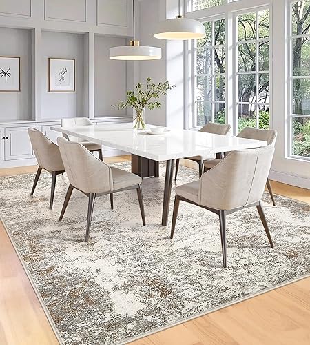 Miniatura 8 de Alfombras de área de 8x10 lavables a máquina - Alfombras grandes modernas abstractas para sala de estar, alfombra delgada suave antideslizante para