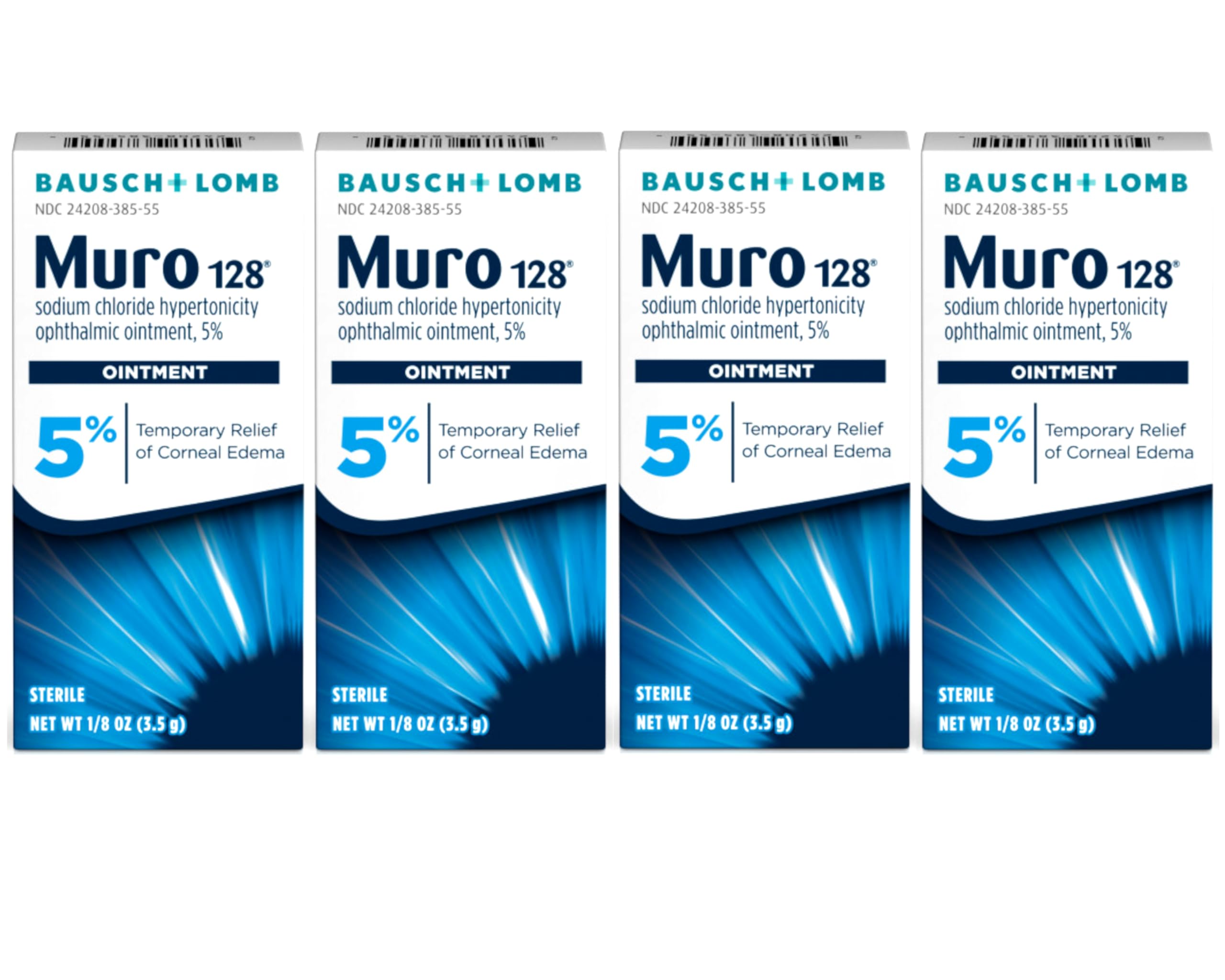 Bausch & Lomb Muro 128 Sodium Chloride Hypertonicity Opthalmic Ointment 5% 3.5g (Pack of 4)
