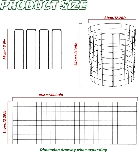 Miniatura 5 de GAW Paquete de 10 barricadas de conejo para plantas, jaula de metal resistente, resistente y fácil de montar y montar, produce tu planta, retoño,