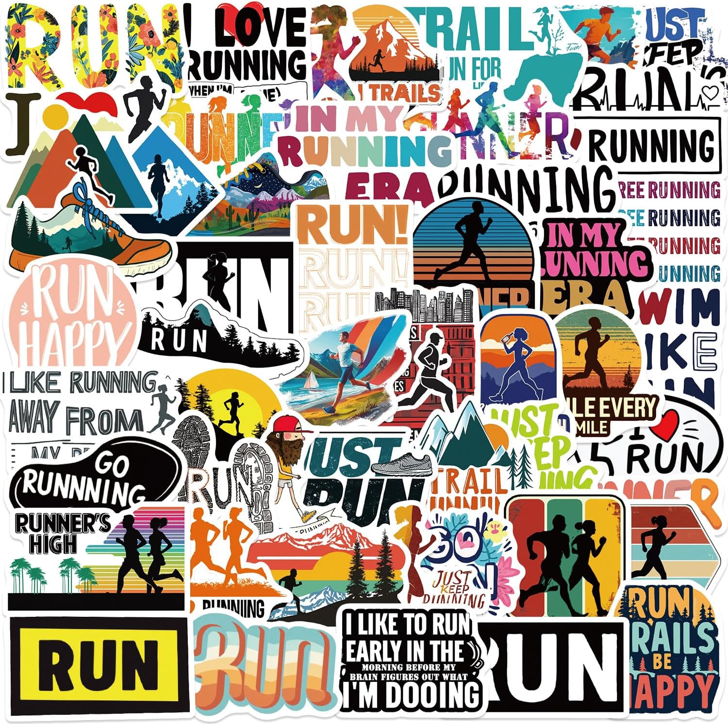 Cool Run Waterproof Sticker 52PCS Love Running Aesthetic Sport Runner Decal