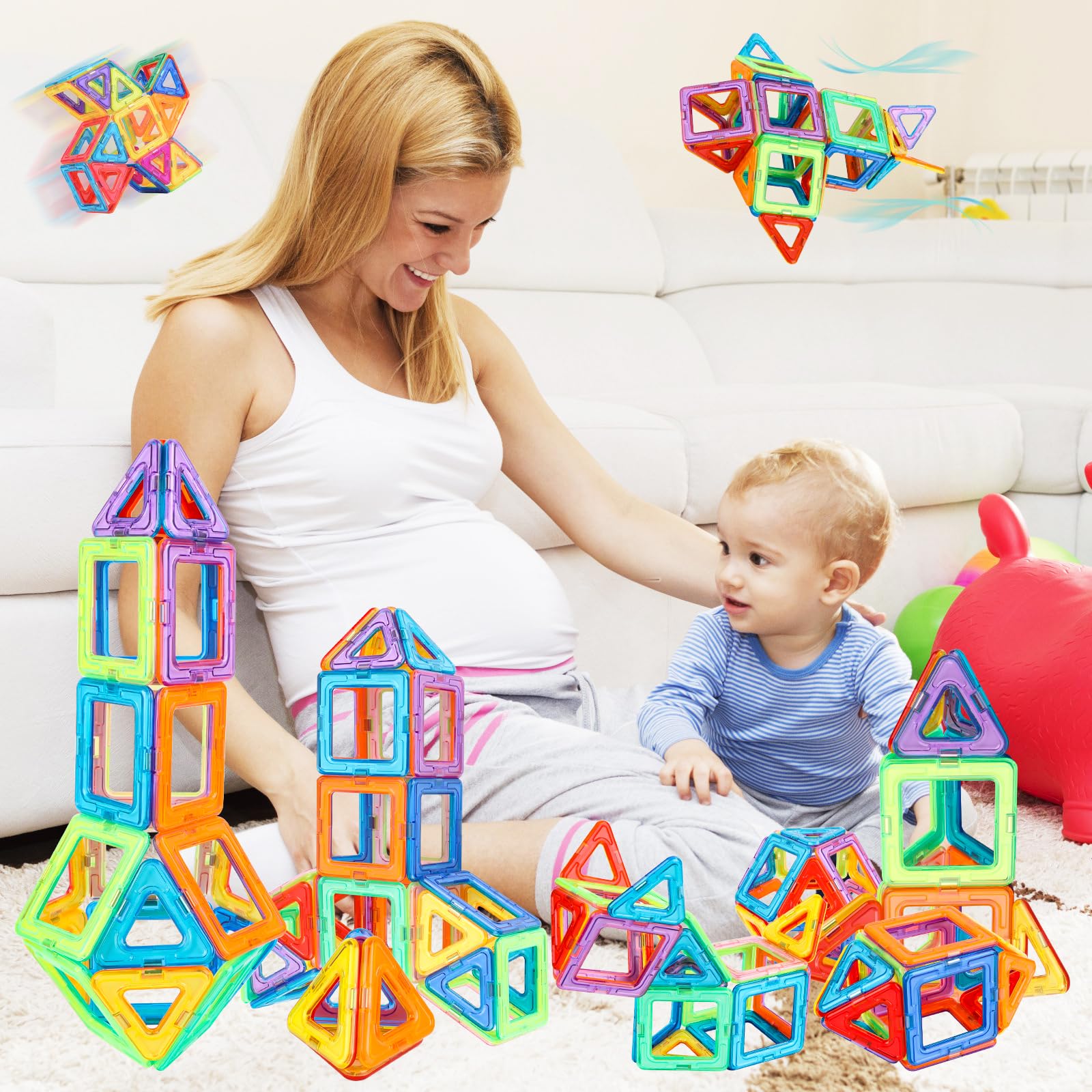 AKONE Blocs de construction magnétiques à partir de 3, 4, 5, 6, 7, 8 ans, pour garçons et filles, jouets magnétiques pour enfants, blocs de construction magnétiques 38 pièces AKONE Blocs de construction magnétiques à partir de 3, 4, 5, 6, 7, 8 ans, pour garçons et filles, jouets magnétiques pour enfants, blocs de construction magnétiques 38 pièces