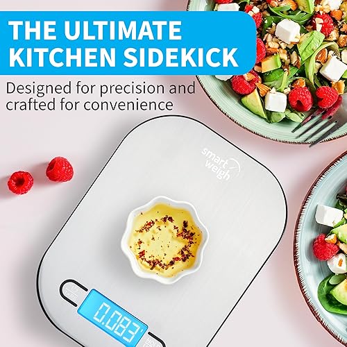 Vista 4 de Smart Weigh - Báscula digital de cocina de acero inoxidable para cocinar, pérdida de peso, seguimiento de calorías, hornear, control de porciones