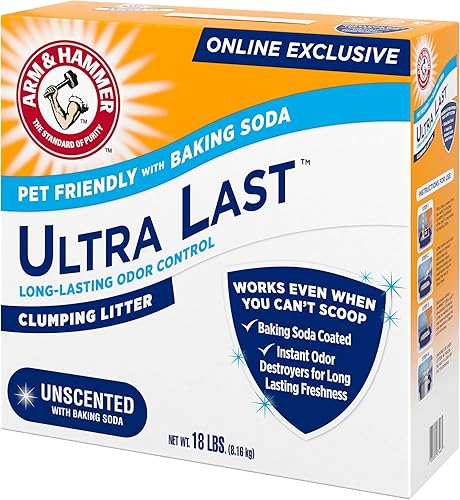Miniatura 13 de ARM & HAMMER Ultra Last Clumping Cat Litter Unscented MultiCat 18 Lbs. Pet Friendly with Baking Soda Odor Control Litter