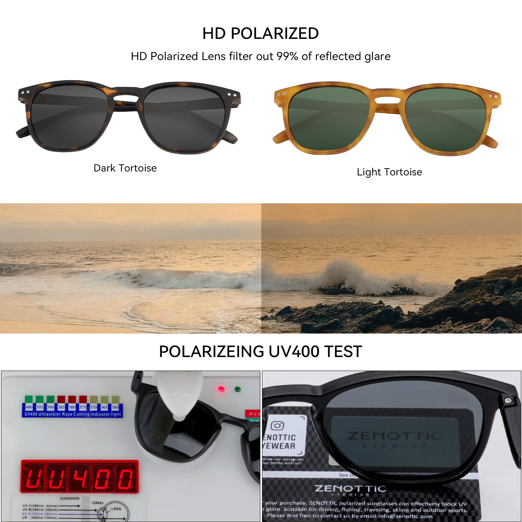 ZENOTTIC 2 Paia Occhiali da Sole Polarizzati per Uomo Donna Retro Vintage Rotondi Quadrati Protezione UV400 Unisex