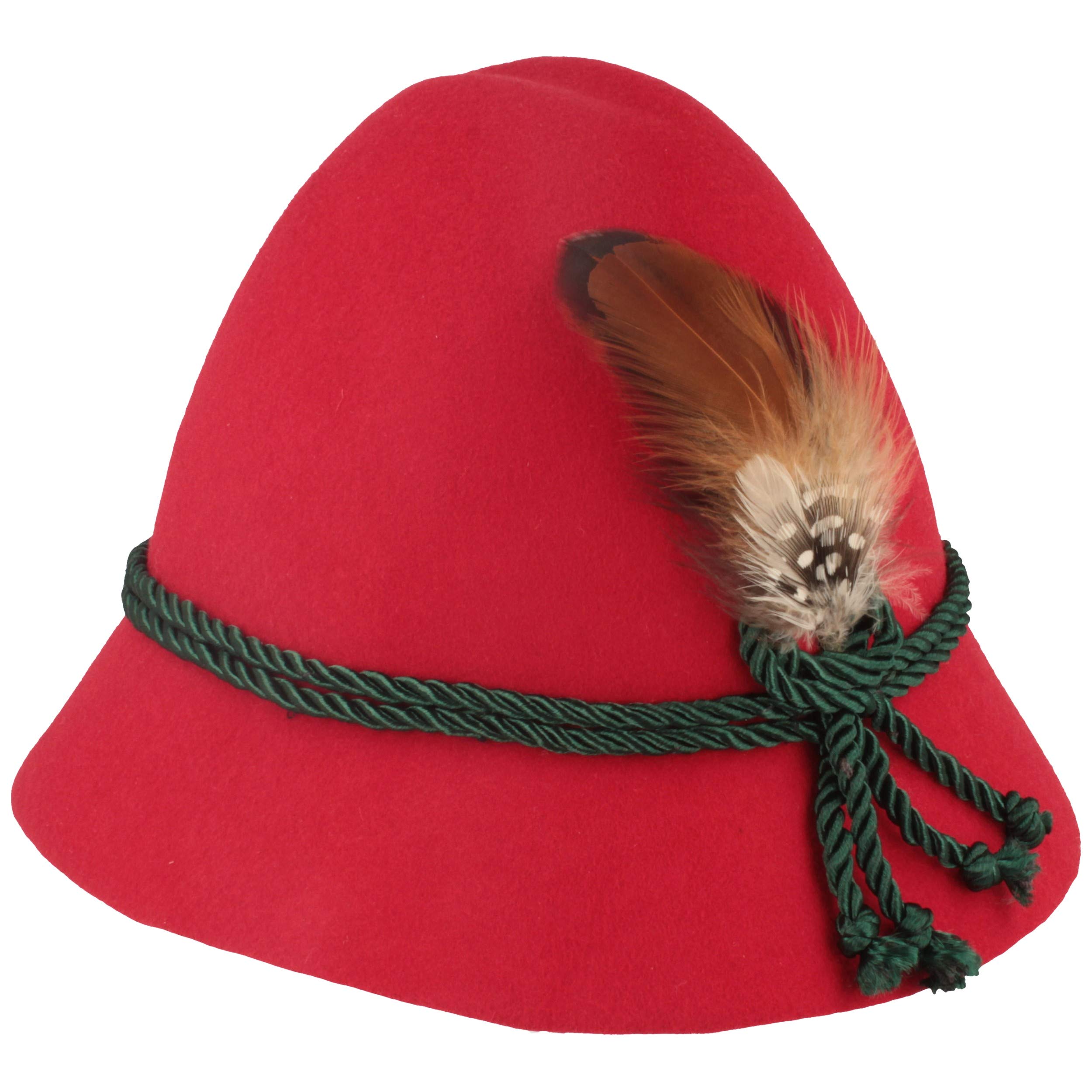 Breiter Cappello per Bambini in Feltro per Costume Regionale Berretto Tradizionale Bavarese 100% Lana con Cordoncino di Seta e Piccola Piuma per Ragazze e Ragazzi