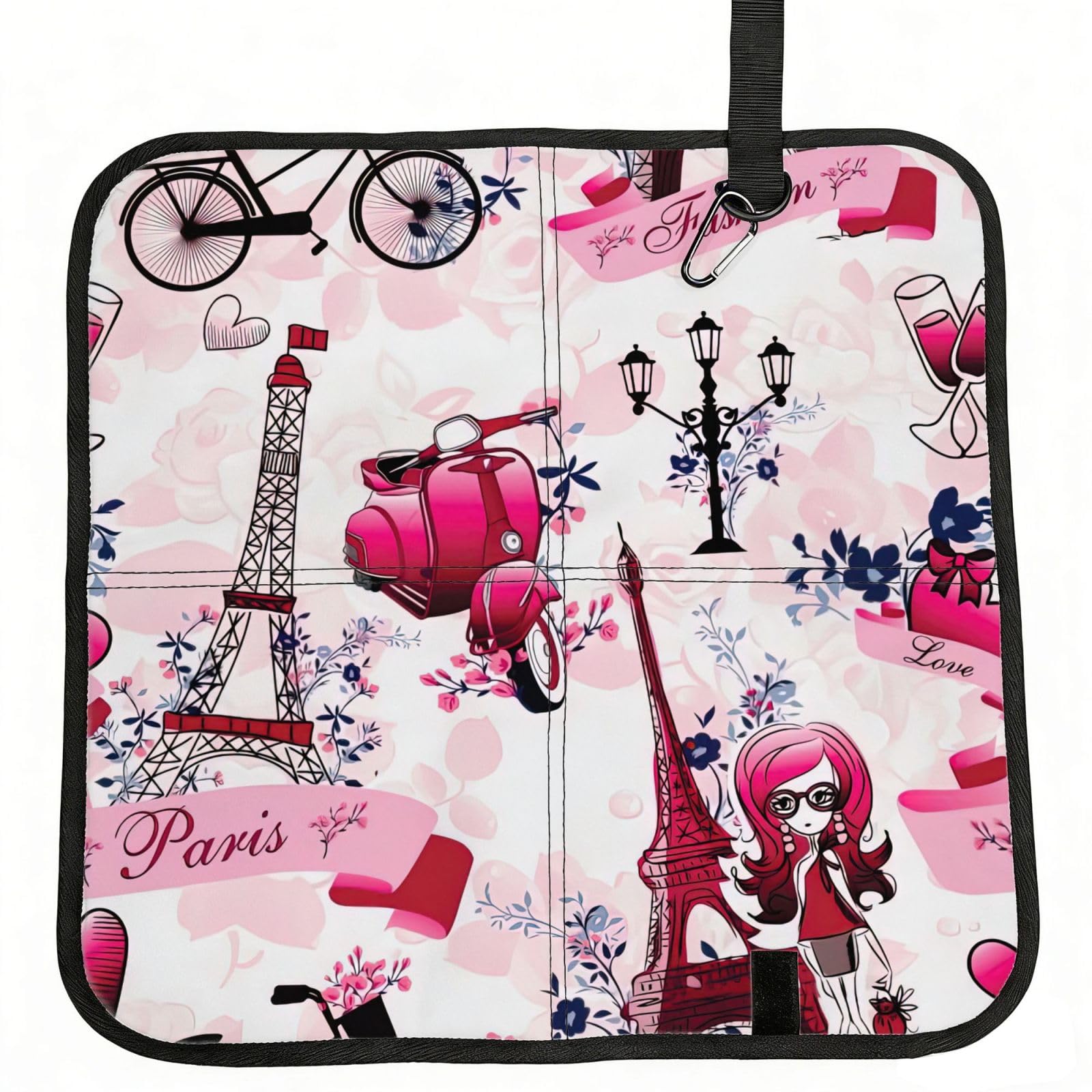 AYYQWE Paris Eiffel Tower France Print Foldable Seat Cushion Portable Chair Pad Office Commuting Picnic Camping Outdoor