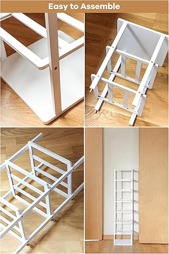 Miniatura 7 de Zapatero vertical de bambú de 8 niveles, soporte de almacenamiento de zapatos independiente, torre de almacenamiento de zapatos que ahorra espacio