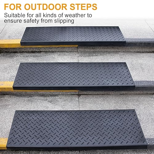 Miniatura 2 de Spurtar Peldaños de Goma para Escaleras de 35" x 9.85", Paquete de 5 Peldaños para Exteriores Antideslizantes con Borde para Escalones de Madera,