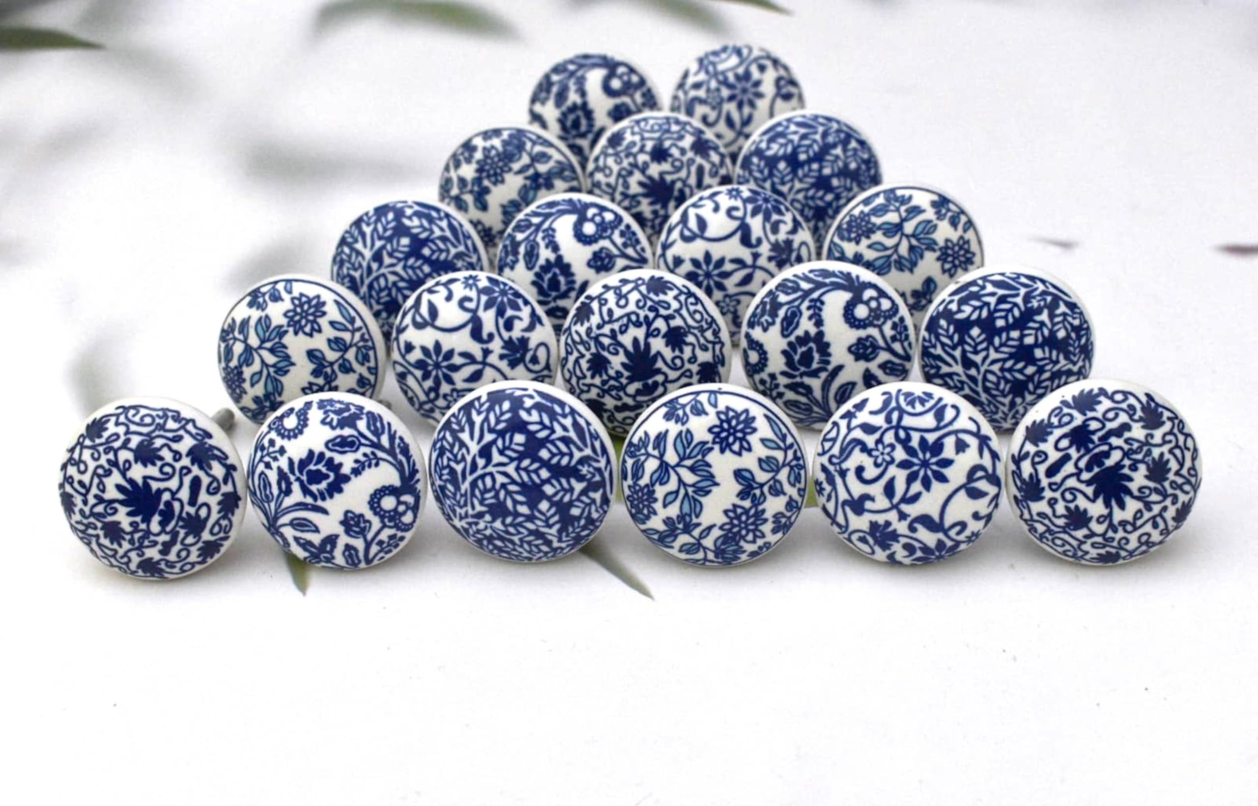 ARTISNO Ceramic Knobs Colorful Blue for Kitchen Cabinets Bathroom Cupboards Dresser Drawers Chest Handmade Pottery Set of 20 โ image 1