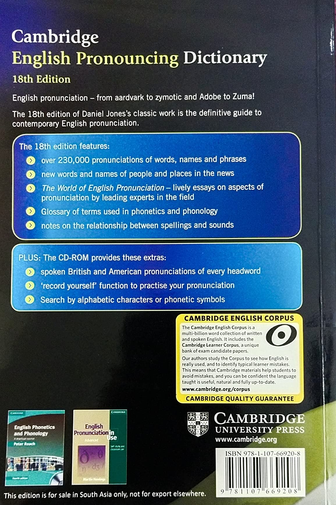 Cambridge English Pronouncing Dictionary Jones, Daniel, Roach, Peter