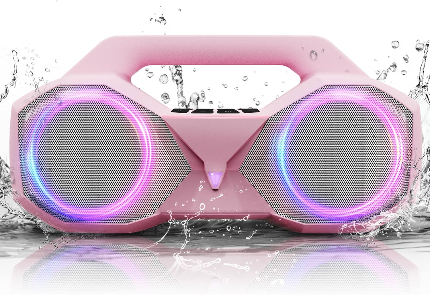 Bluetooth Speaker 80W(Peak)Loud with Bass, 20H Playtime, IPX7 Waterproof, RGB Lights, TWS, Large Portable Wireless Speakers for Outdoor, Home, Party, Pool, Beach, Tailgating, Gym, Work, Gifts (Pink)