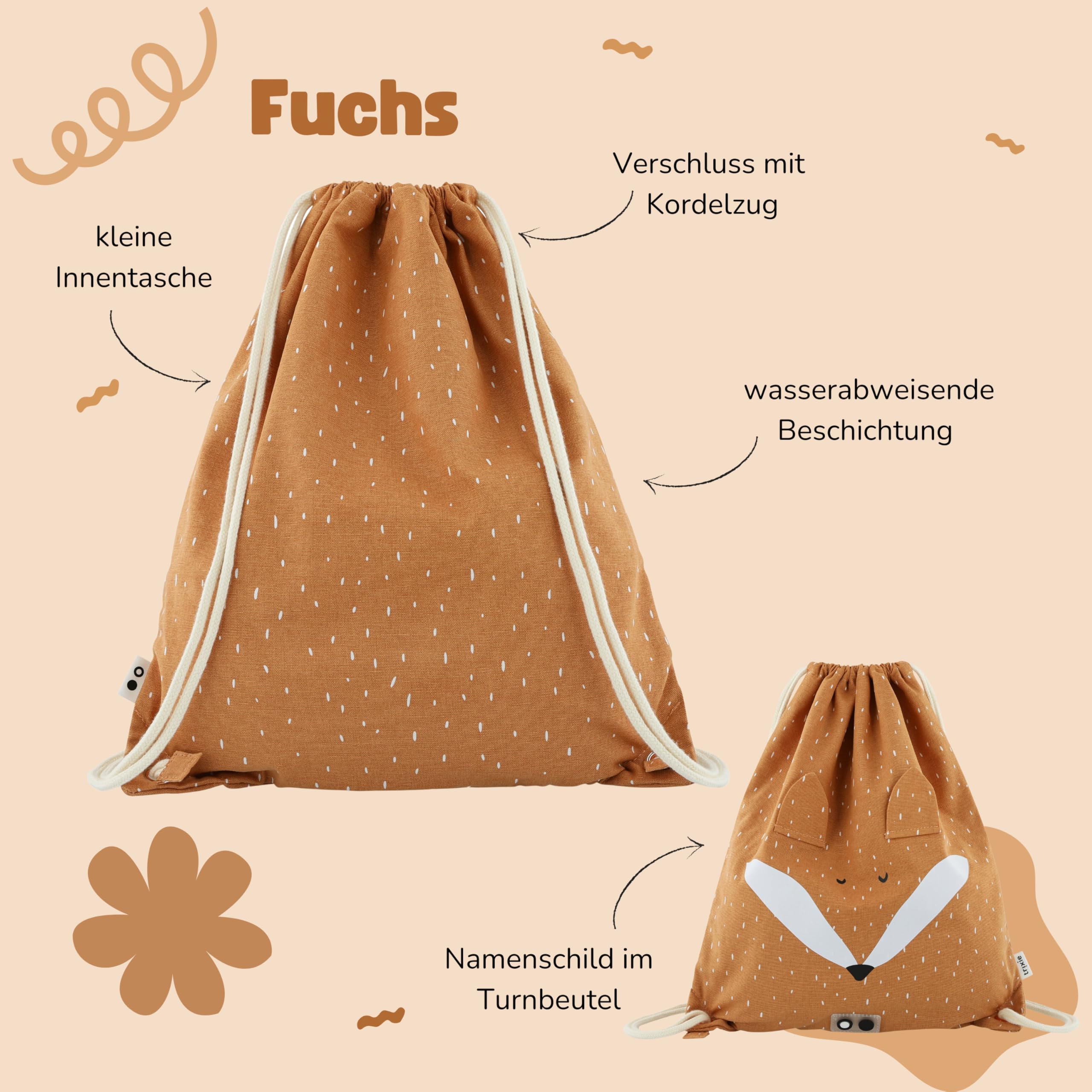 Trixie Sac à dos et gourde pour enfants, sac à dos de maternelle, sac à dos et gourde pour enfants, personnalisables avec nom individuel ou en kit