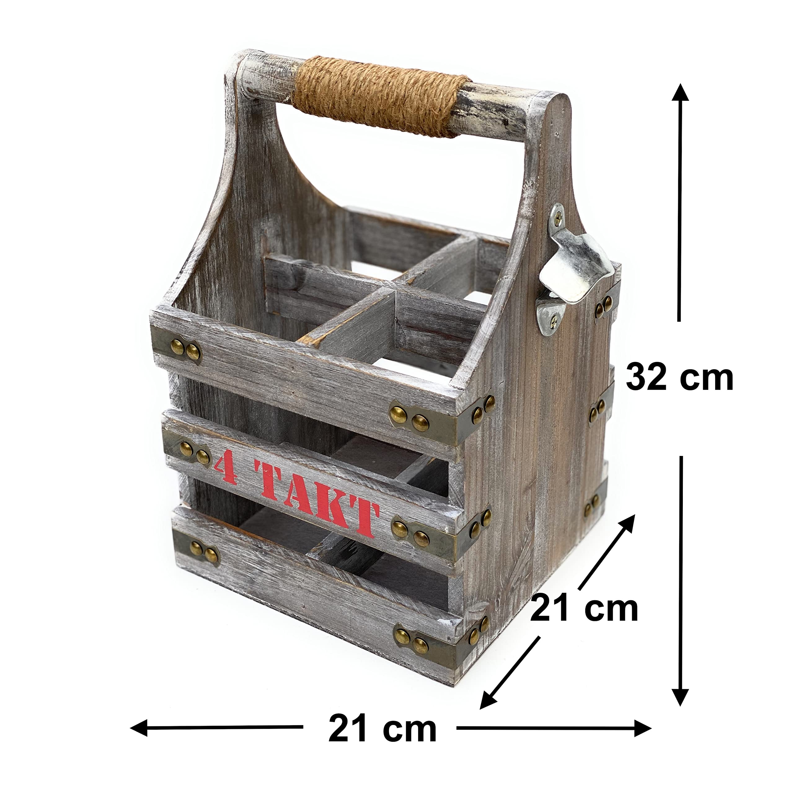 DanDiBo Weinträger 4 Flaschen Flaschenträger Holz 4 Takt 96034 Weinregal Flaschenkiste Flaschenkorb Weinflaschenträger