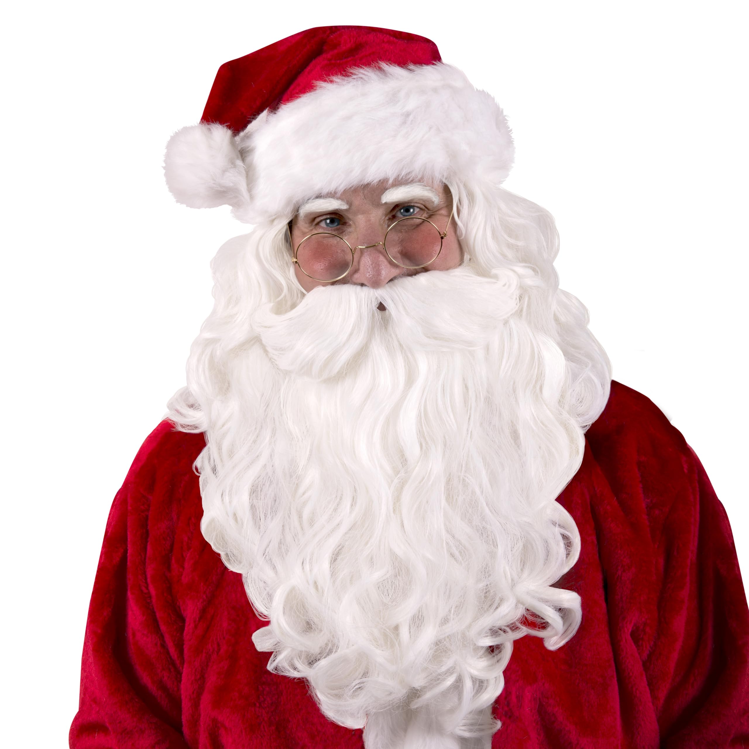 Kangaroo Santa White Beard and Wig Set for Adults – Soft Synthetic Fluffy Hair Costume Apparel for Theme Parties, Theatrical Performances, Santa Claus