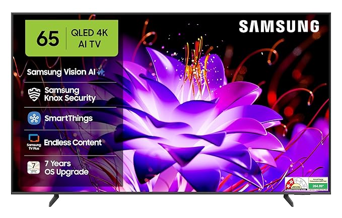 Samsung 163 cm (65 inches) Vision AI 4K Ultra HD Smart QLED TV QA65QEF1AULXL
