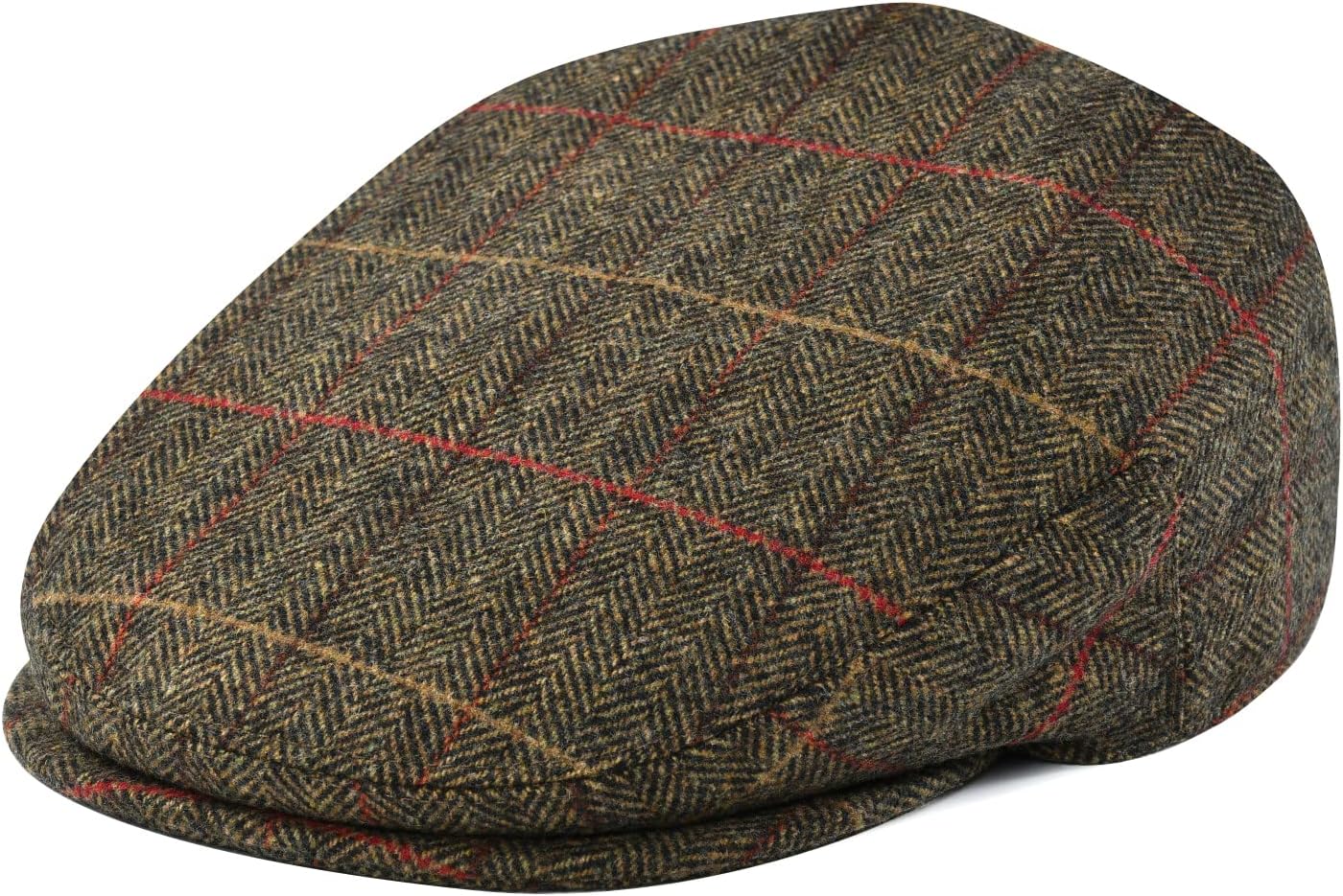 FEINION Men's Wool Tweed Newsboy Ivy Cap Gatsby Golf Flat Hat