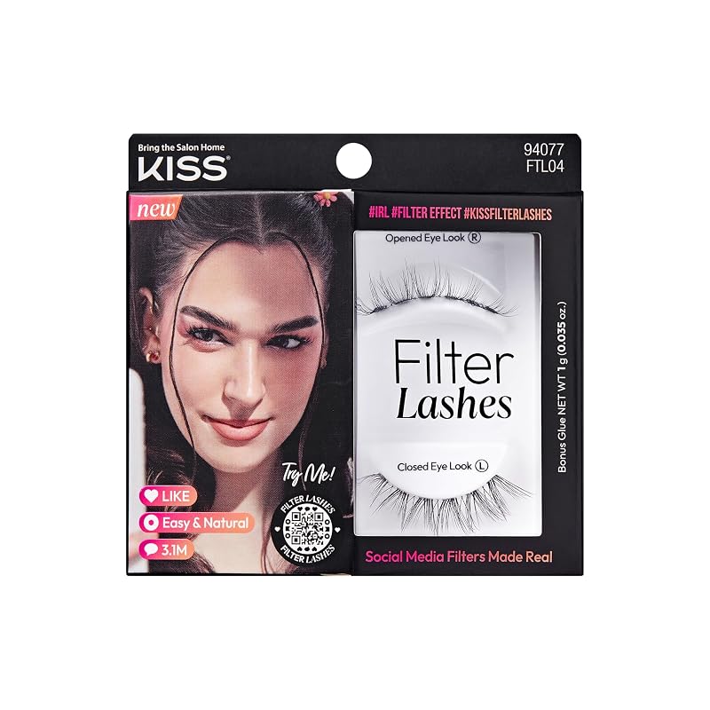 Cílios postiços KISS Filter Lashes Bunny Pretty, médios 10–12 mm, 1 par com cola