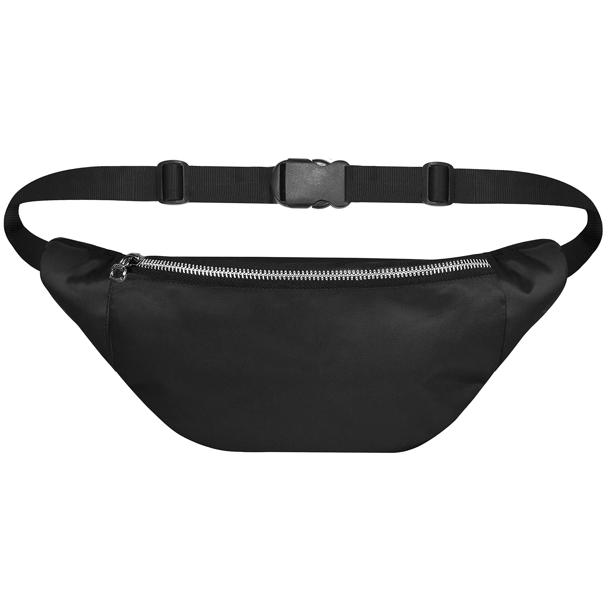 Unisex Waist Pack Travel Handy Hiking Zip Pouch Elegant Style Document Money Phone Belt Sport Bag Bum Bag for Men and Women Nylon Adjustable Strap (Jet Black Metal Zip)-image-36