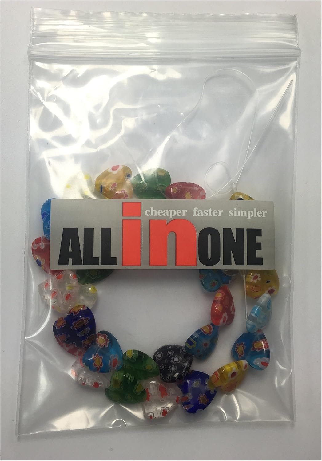 ALL in ONE Millefiori Lampwork Glass Beads for Jewelry Making DIY (12mm Flat Heart) - Image 4