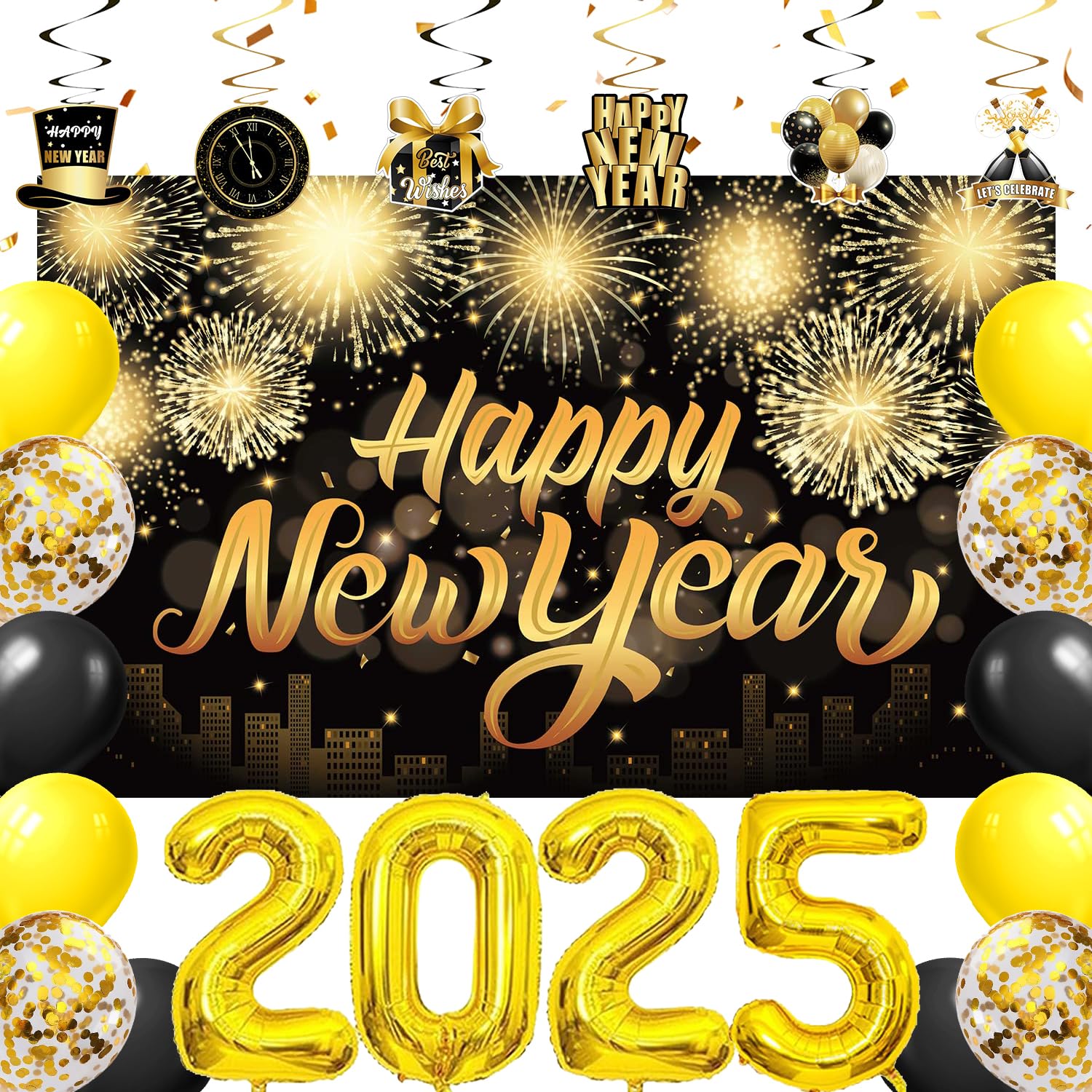 Decorazioni essenziali per il festa di Capodanno 2025, palloncini a