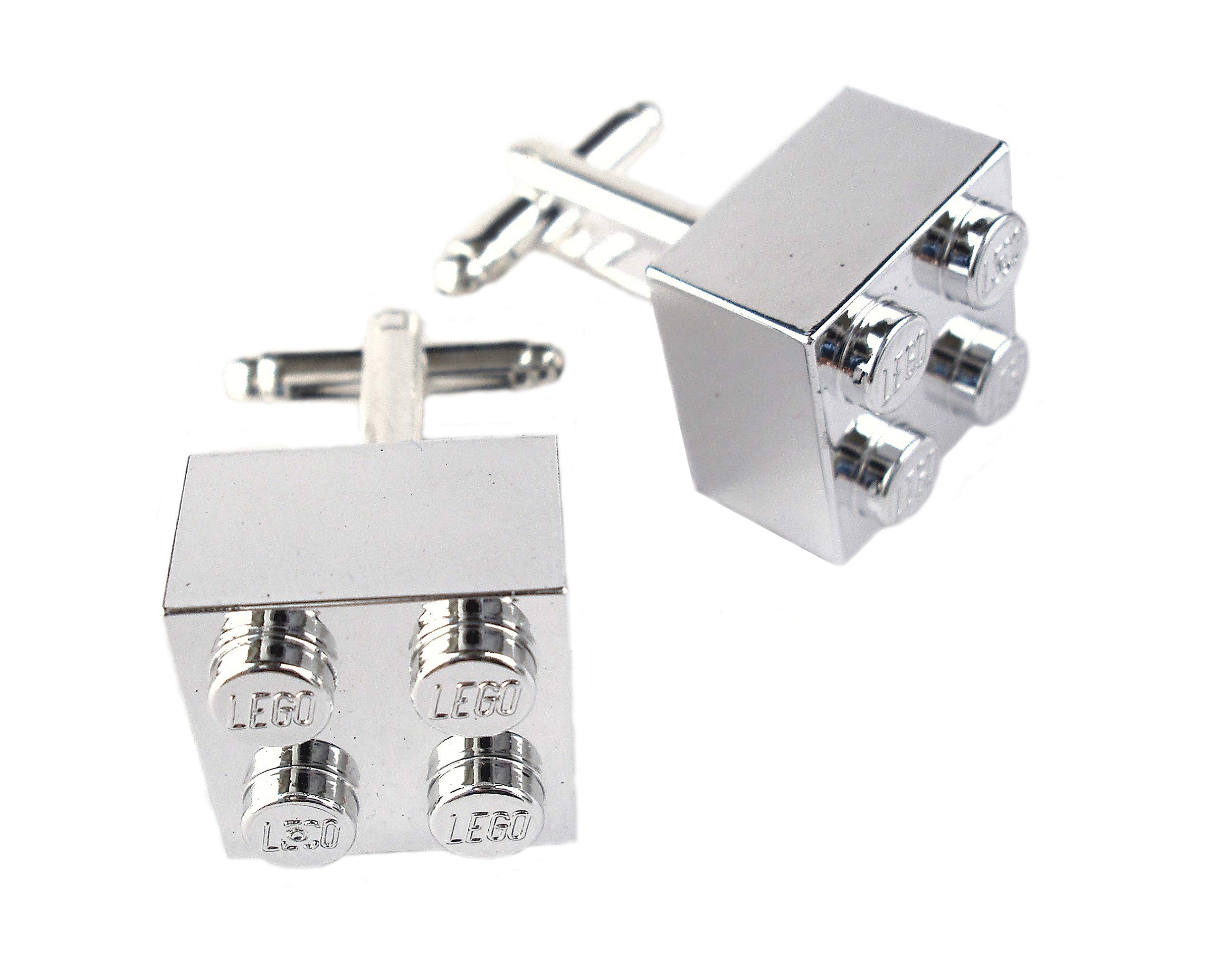 Bits and BadgesChrome Silver Colour Cufflinks Handmade with Building Bricks *