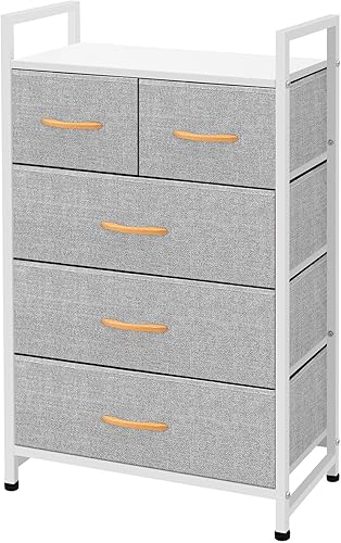 Mueble organizador AZL1 Life Concept, cajonera vertical para habitaciones, oficinas, salas y armarios, con 5 cajones de tela extraíbles, color gris