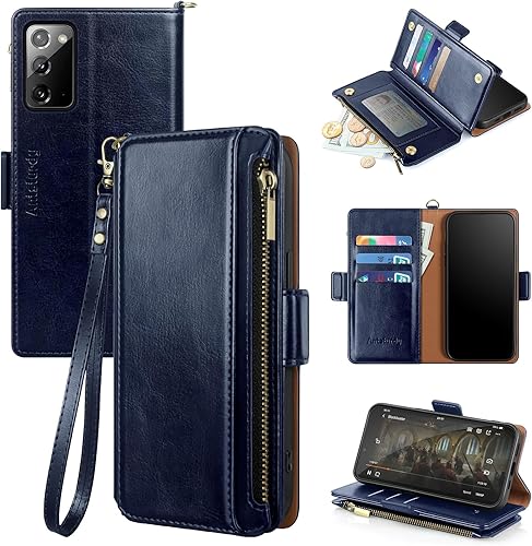 Miniatura 8 de Antsturdy Funda compatible con Samsung Galaxy Note 20 5G tipo cartera con tarjetero para mujeres y hombres, funda de teléfono con bloqueo RFID, piel