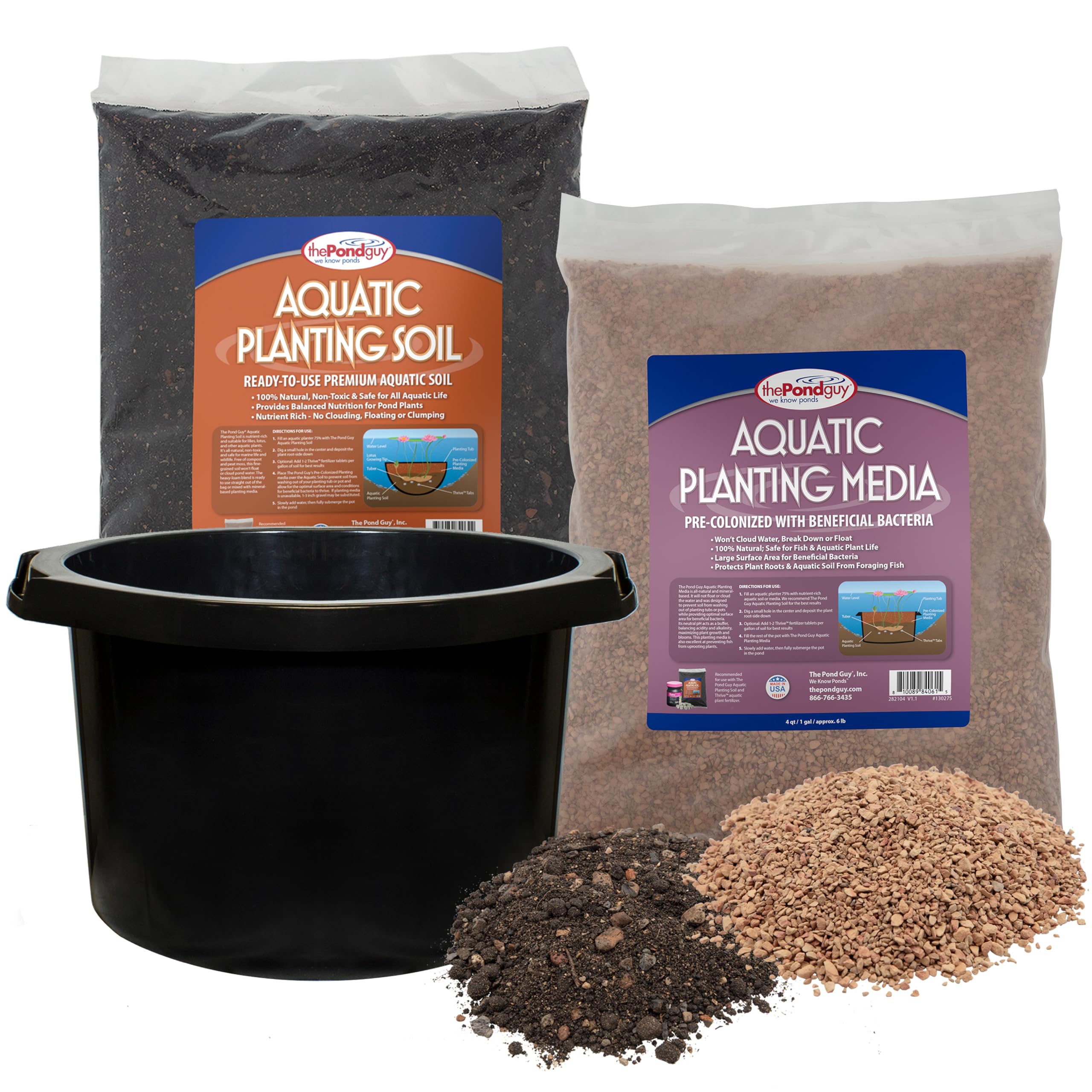 The Pond Guy Planting Tub Kit for Aquatic Plants with Soil & Media, Outdoor Water Garden Planter Pot for Lily, Lotus & Bog Plants, Small Tub Kit