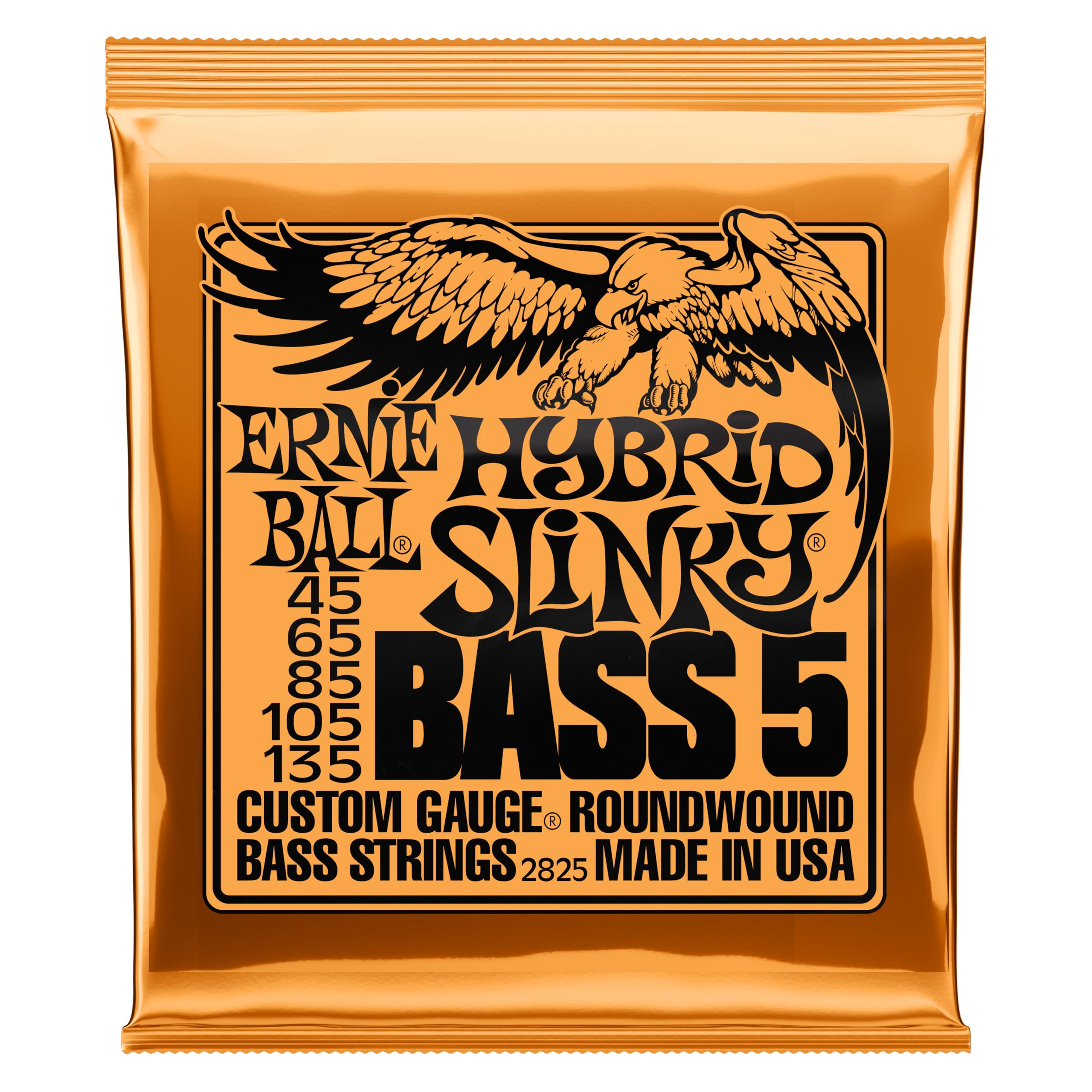 Ernie Ball Hybrid Slinky Nickel Wound 5-String Electric Bass Strings 45-135 Gauge (P02825)