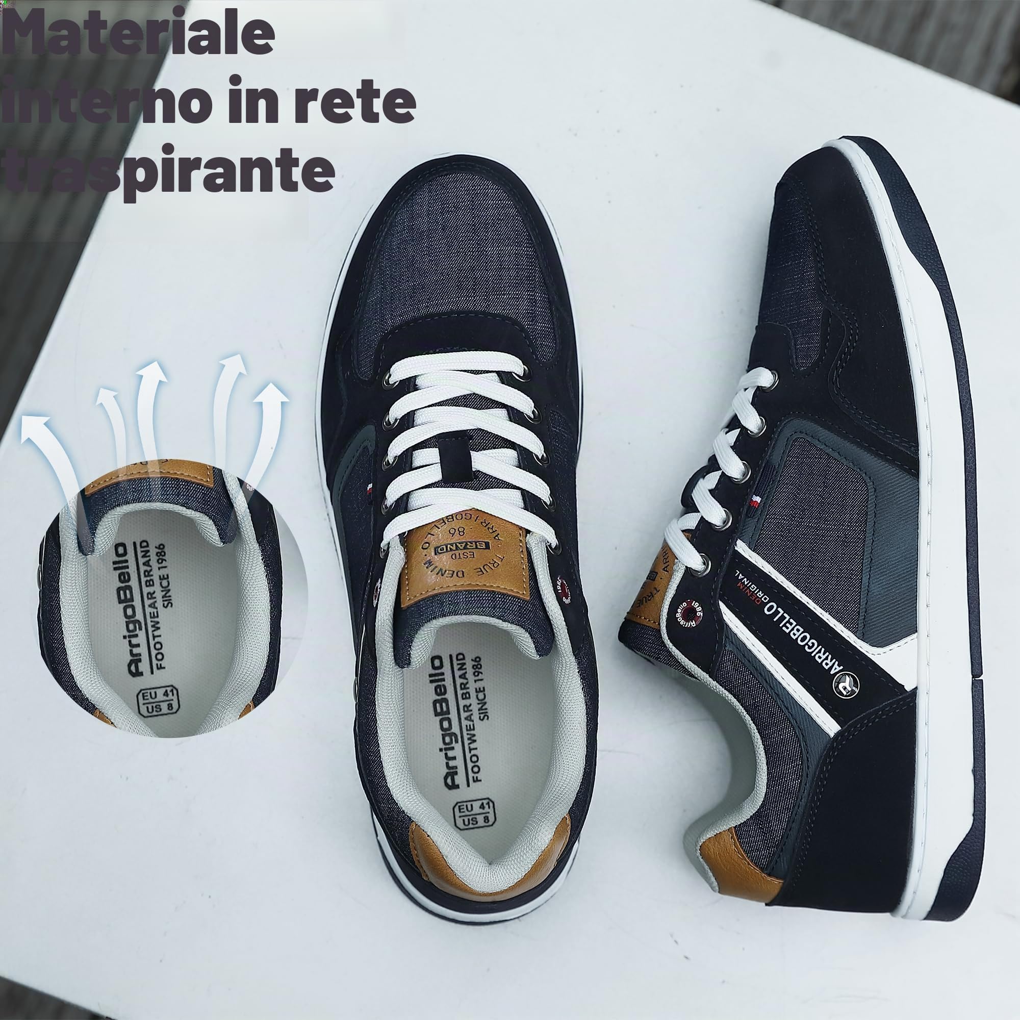 ARRIGO BELLO Sneakers Uomo in PU Pelle - Scarpe Casual da Ginnastica Eleganti Sportive per Interno ed Esterno, Taglie 41-46
